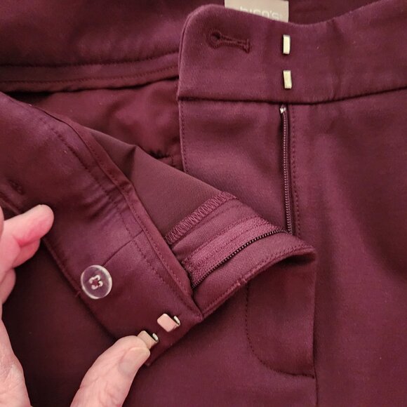 Chicos's Size 2 (Misses 12 Reg) Bi-stretch Career/Casual Pants Straight Leg Wine - Picture 3 of 13